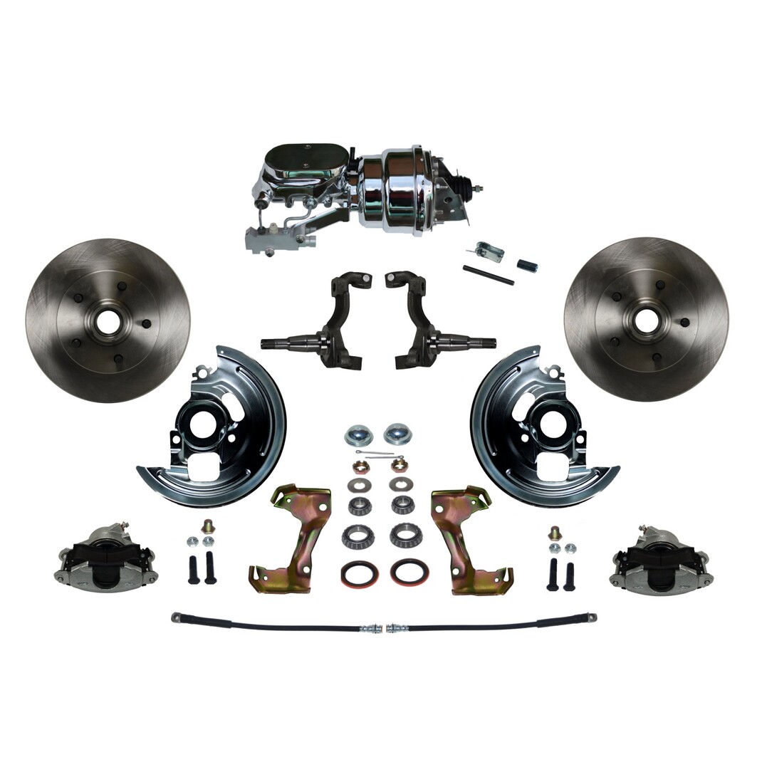 LEED Brakes Power Front Kit with Plain Rotors and Zinc Plated Calipers